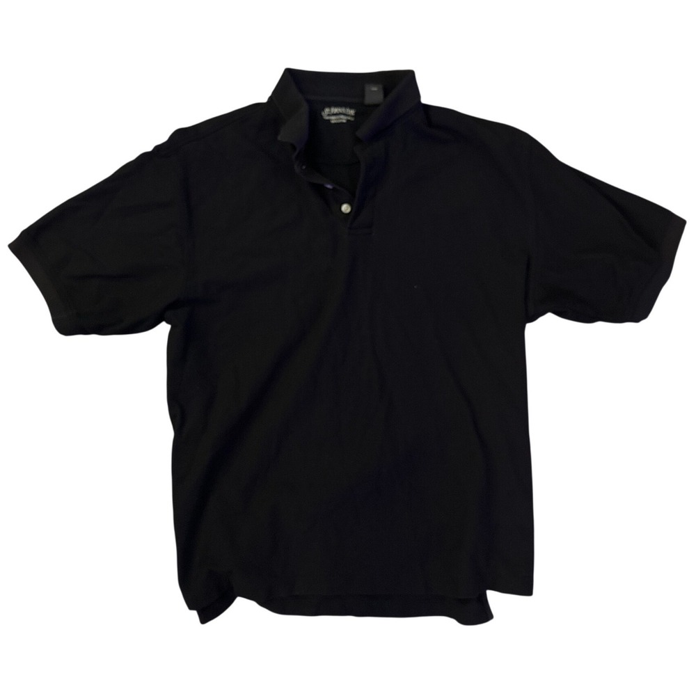 St Johns Bay Mens Black Performance Pique Polo Shirt 100% Cotton Short Sleeve